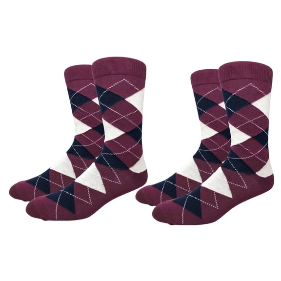 COUVER Mens Cotton Argyle Crew Dress Socks Black Gray Charcoal 2 Pairs Size 8-13 (Mens)