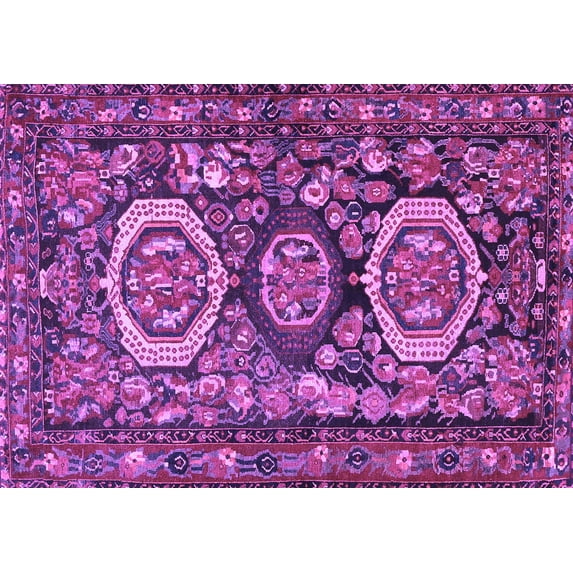 Ahgly Company Indoor Rectangle Medallion Purple Traditional Area Rugs, 4' x 6'