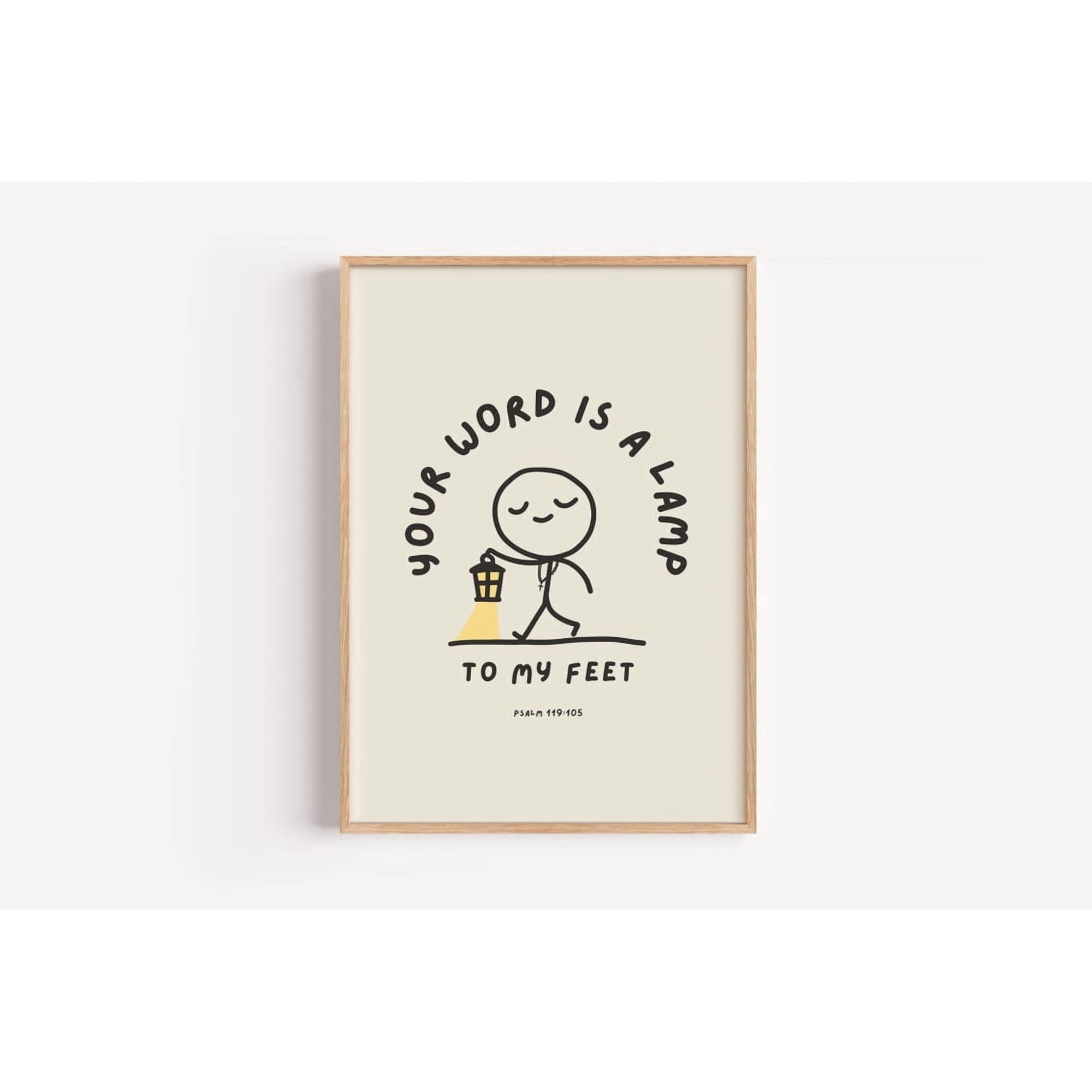 Psalm 119 105 Your Word Is A Lamp To My Feet Christian Illustrated Scripture Bible Verse Poster , Poster Print Only
