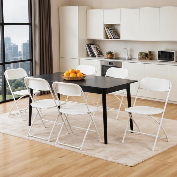 4-Pack Folding Plastic Chair with Metal Frame, 330lb Capacity, White Stackable Portable for Indoor Outdoor Events