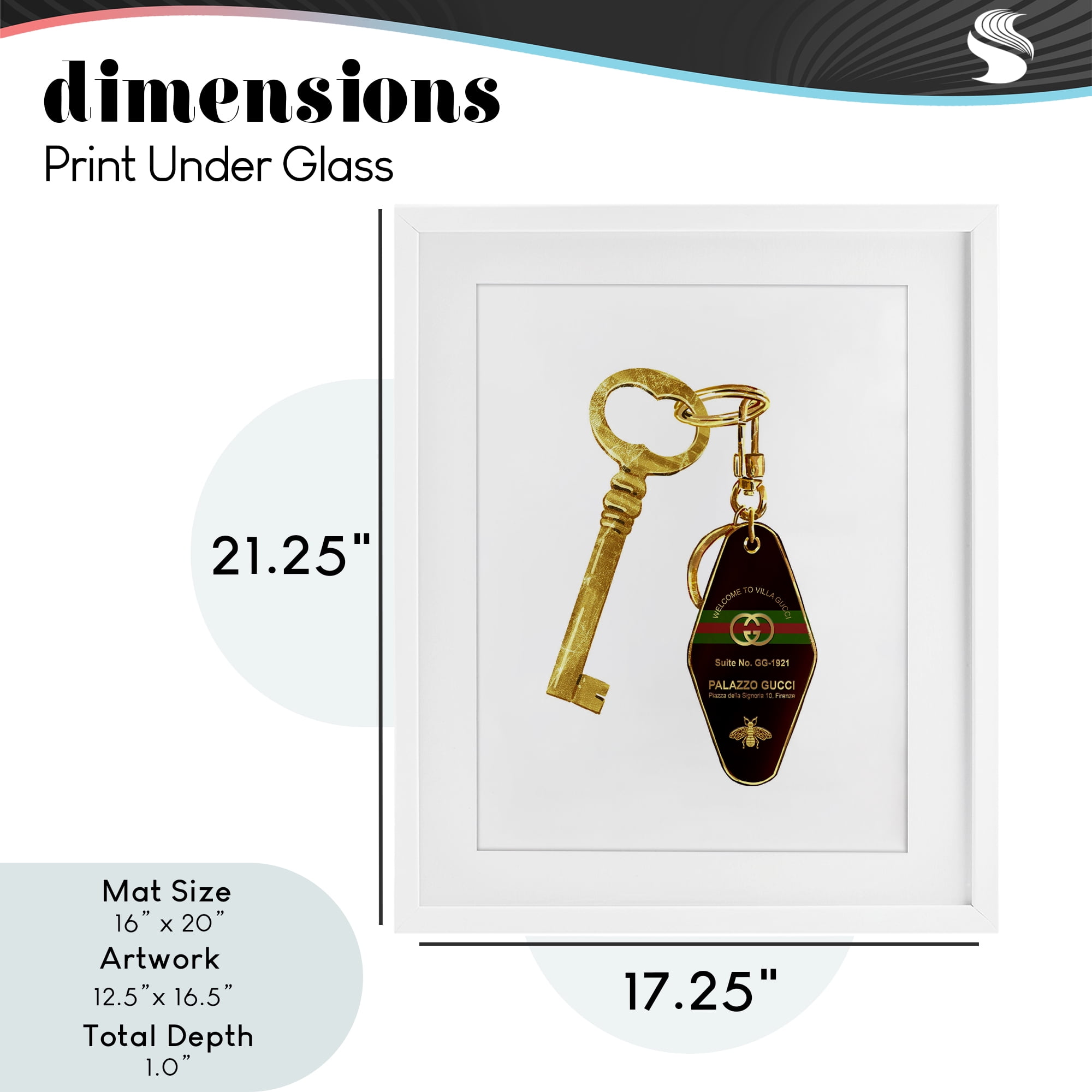 Luxury Hotel Key White Framed Print Under Glass, design by Ziwei Li