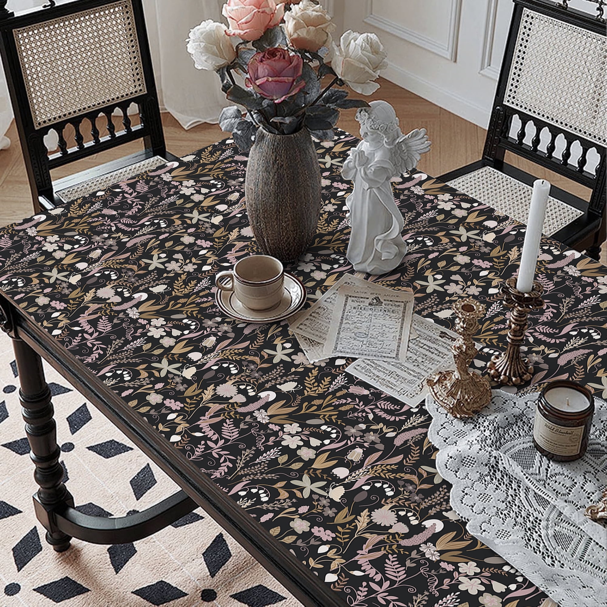 (3 pack) UMIGGEE Peel and Stick Wallpaper 17.7" x 118" Black Floral Self Adhesive Removable Wallpaper Peel and Stick for Home Bedroom Cabinets Thicken