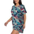 thumbnail image 2 of Picia Fish In The Wave Pajamas Sets for Women Soft Short-Sleeved Pjs with Lounge Shorts Two Piece Sleepwear-X-Large, 2 of 9