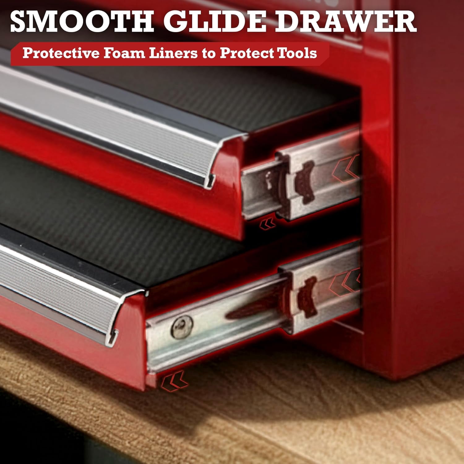 OLY-PRO Mini Tool Box With Drawers, Steel Tool Storage Cabinet with Top Organizer and Ball-Bearing Slides, Portable  Small Toolbox for Garage,  Red