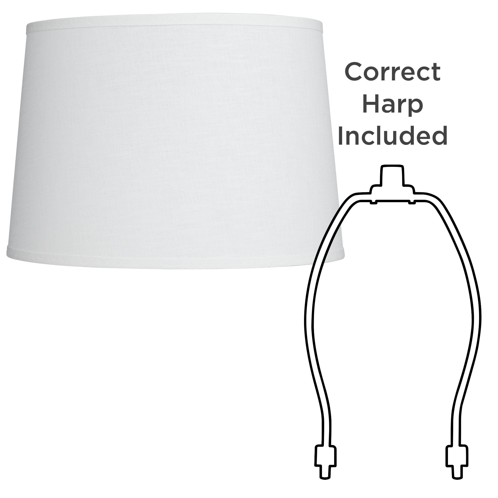 Springcrest Collection Hardback Tapered Drum Lamp Shade White Medium 14" Top x 16" Bottom x 11" High Spider with Replacement Harp and Finial Fitting