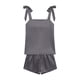 thumbnail image 5 of Fuera Del Hombro Tops para las Mujeres Manga Larga Casual sin Mangas Vendaje Sólido Y la Cintura Elástica Pantalones Cortos Conjuntos para el Verano, 5 of 6