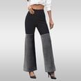 thumbnail image 4 of Delayuji Womens Patchwork Flare Jeans High Waisted Bell Bottom Denim Pants Wide Leg Pants Fashion Trousers, 4 of 6