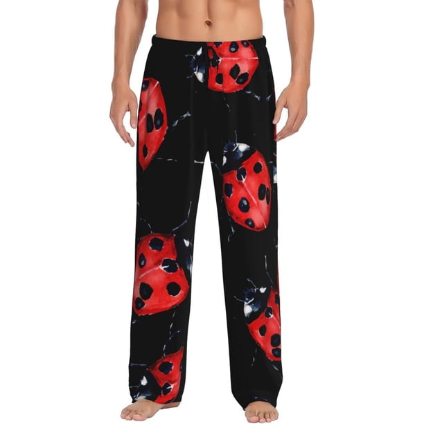 Fotbe Beautiful Red Ladybug Pantalones de Pijama para Hombre, Pantalones de Dormir, Pantalones de Casa con Cintura Ajustable y Bolsillos-XX-Large