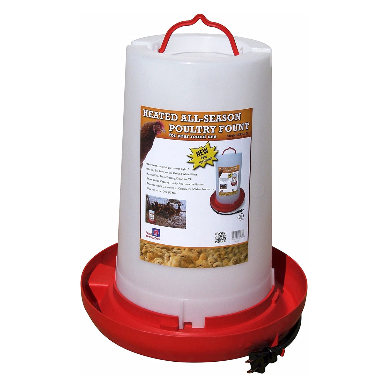 Farm Innovators HPF-100 Heated Hanging Poultry Water Fountain, Red (2 Pack)  - Walmart.com