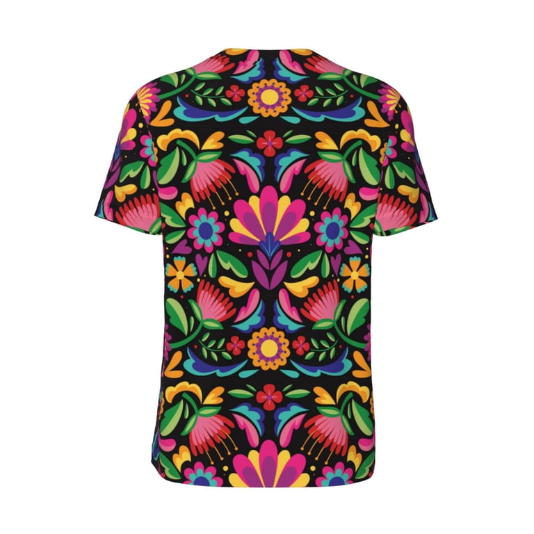 Daiia Colorful Floral Embroidery Mexican Mens Baseball Jersey
