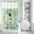 thumbnail image 2 of No Hook Shower Curtain, Teal Green Easter Shower Curtains for Bathroom with See Through Top Window, Spring Bunny Eucalyptus Leaves Waterproof & Washable Bath Curtain Narrow 54"x78", 2 of 9