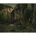 thumbnail image 2 of Gustave Courbet 24x20 Black Ornate Framed Double Matted Museum Art Print Titled: River and Rocks (1873-77), 2 of 5