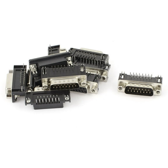 Unique Bargains 10Pcs DB15 2-Row Male Female Jack 15-Pin Port Terminal for PCB Board