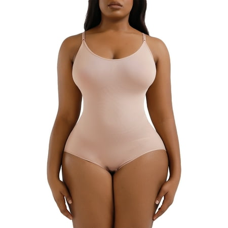 

Women Shapewear Bodysuit Solid Color Sleeveless Sling Spaghetti Strap Tummy Control Seamless Body Shaper，S/M/L/XL