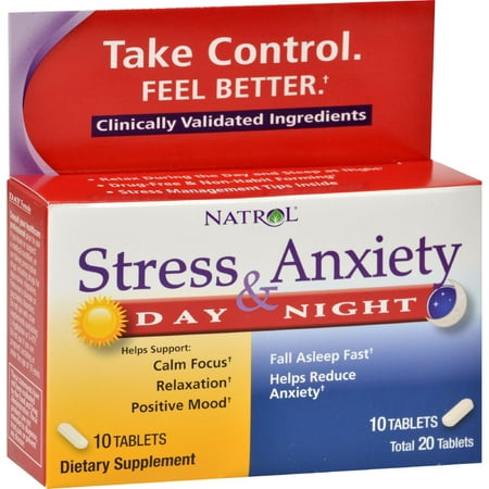 Natrol Stress & Anxiety Day & Night Dietary Supplement, 20 Count