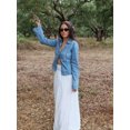 thumbnail image 3 of Top vaquero informal liso con cordones para mujer, Tops ajustados de manga larga con cuello vuelto para mujer, ropa de calle elegante para primavera y verano 2024, 3 of 5