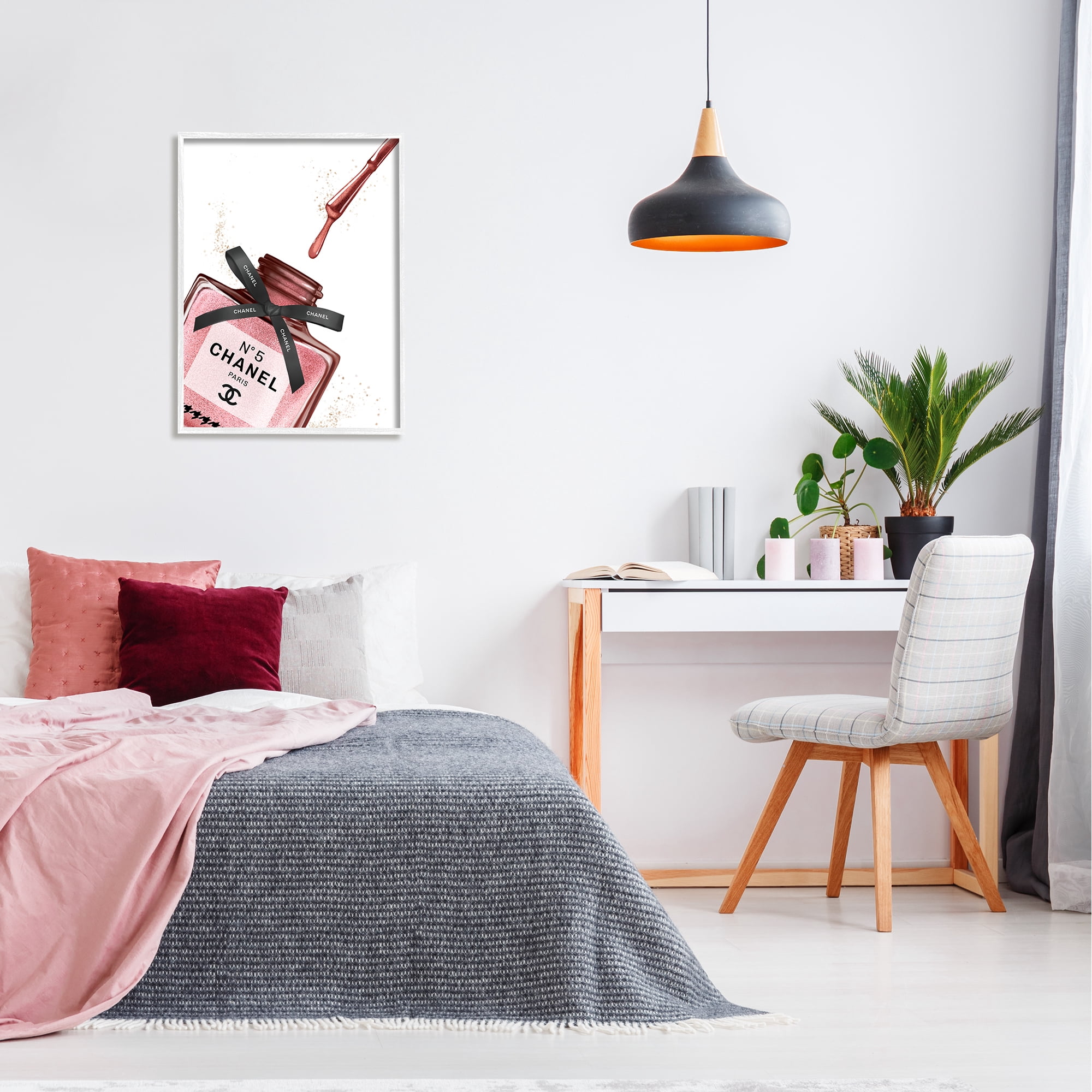 Stupell Industries Makeup Nail Polish Brush Drip Pink Fashion Design Graphic Art Framed Art Print Wall Art, 24x30, By Ziwei Li
