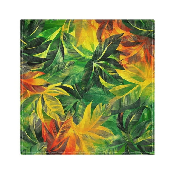 Qxltty Tropical Summer Leaf Pattern Napkins 20×20in Perfect for Parties Dinners Weddings Cocktail Housewarming Cloth Napkins Set of 6