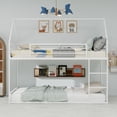 thumbnail image 3 of Harper & Bright Designs Twin Size House Bunk Bed with Ladder, Twin Over Twin Metal Bunk Bed Frame with Guardrail for Boys and Girls, White, 3 of 13