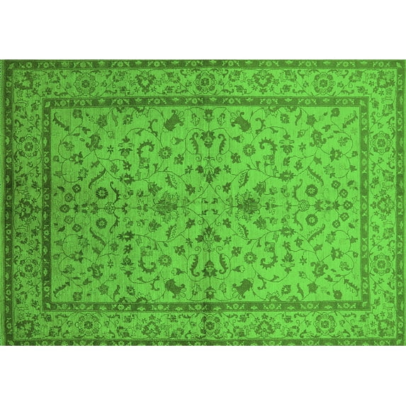 Ahgly Company Indoor Rectangle Oriental Green Traditional Area Rugs, 7' x 10'