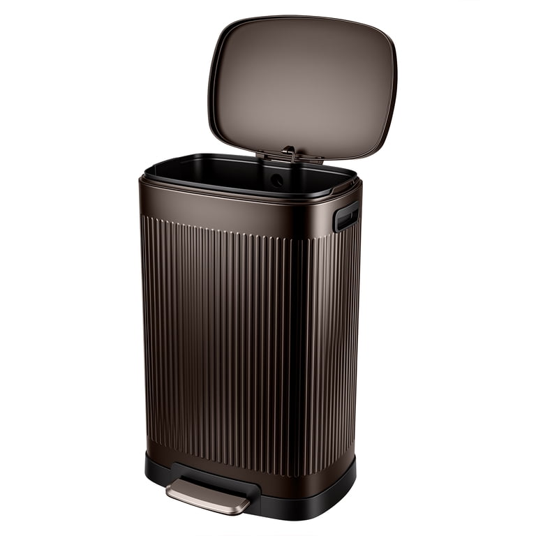 Step Trash Can 13 Gallon Stainless Steel Brown photo 3
