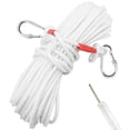 thumbnail image 1 of Jmlwlzx 5/16" x 66 ft Wire Center Flagpole Rope, White Braided Polyester Flagpole Halyard Rope with 2 Pieces Stainless Steel Snap Hooks, Solid Rope for Flagpole, 1 of 7