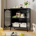 thumbnail image 4 of Small 2 Transparent Door Metal Storage Side Buffet Cabinet for Bed Room,Living Room,Entryway,Hallway,Home,Hotel,Office,Garage,Kitchen,1 Removable Shelf, 4 of 6