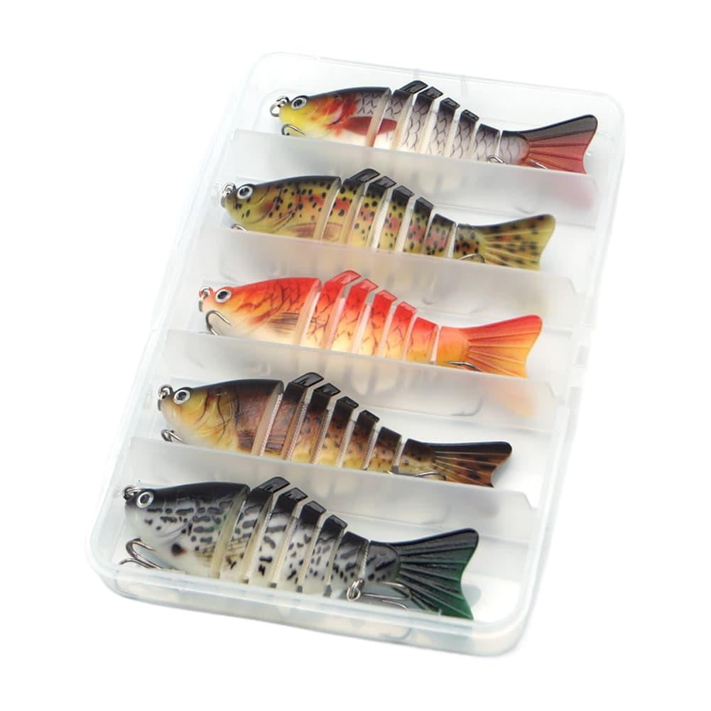 Jointed Fishing Lures 10cm 15g 7 Segment Hard Swimbait with Sharp Double Hooks Lifelike Minnow Bait for Bass