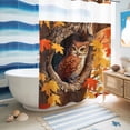 thumbnail image 5 of No Hook Shower Curtain with Built-in Rings - Thanksgiving Autumn Washable Waterproof Fabric Bathroom Curtains for Hotel,Rentals, 72 X 84 Inch Extra Long , Red Maple Leaves Owl Fire Orange, 5 of 9