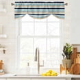 thumbnail image 4 of Tie Up Valances for Windows, Khaki Striped Adjustable Valance Curtains Window Treatment for Living Room, Navy Blue Farmhouse Stripes Modern Abstract Art Rod Pocket Kitchen Curtains 54x18 Inch, 4 of 9