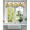 thumbnail image 2 of Farmhouse Sunflowers Tie Up Valances Curtain, Adjustable Kitchen Country Retro Black And White Plaid Valances for Windows Decor, Rod Pocket Short Curtains Set for Bedroom/Bathroom, 54"x18", 2 of 8