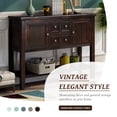 thumbnail image 4 of Buffet Sideboard Table, 46" Console Table with 4 Drawers and Cabinets, 1 Storage Shelf, Solid Wood Espresso Contemporary Sofa Table, 4 of 10