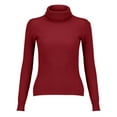 thumbnail image 4 of Holzkary Turtleneck Sweaters for Women Long Sleeve Slim Fit Knit Sweater Lightweight Sweater Fall Fashion 2025 Pullover Soft Basic Knit Dressy Casual Tops Winter Outfits Clothes Wine Xs, 4 of 7