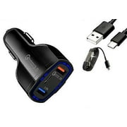35 Watt 7Amp 3 Ports (QC 3.0, PD USB-C,  USB-A 3.5 Amp) USB Fast Charge Car Charger and Type-C Cable for Samsung Galaxy A02s A12 A32 A42 A52 A72
