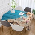 thumbnail image 5 of Summer Starfish Blue Wooden Rectangle Tablecloth, Dust Proof Anti Wrinkle Wipeable Table Cloth Tabletop for of Dinner Kitchen Wedding Holiday Party 60"x90" Home Decor, 5 of 7