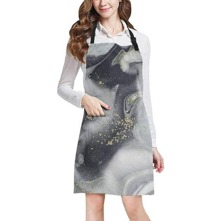 

ASHLEIGH Natural Luxury Ancient Oriental Marble Stone Chef Kitchen Apron Adjustable Strap Waist Ties Front Pockets Perfect for Cooking Baking Barbequing