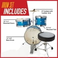 thumbnail image 4 of Batería Mendini de Cecilio Kids de 3 piezas con bajo Tom Snare, 4 of 9