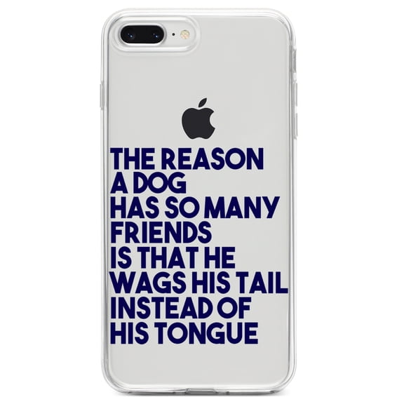 DistinctInk Clear Shockproof Hybrid Case for iPhone 7 PLUS / 8 PLUS (5.5" Screen) TPU Bumper Acrylic Back Tempered Glass Screen Protector - Dog Wags Tail Instead of Tongue