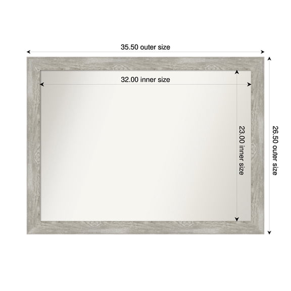 Amanti Art Custom Wall and Bathroom Mirror (26.5 x 35.5 in.), Dove Greywash Narrow Frame