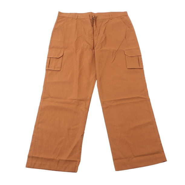 Pantalones casuales para hombre, de primavera y verano, elegantes, de color liso, con pierna recta y bolsillos para oficina, color marrón oscuro XXXL