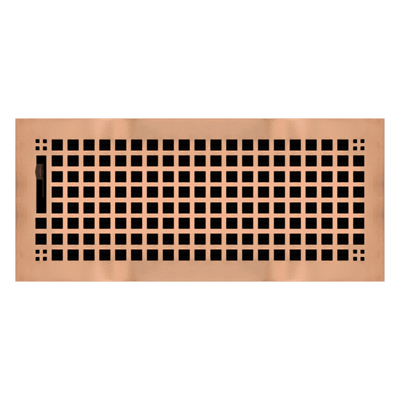 6" x 14" Copper Plated Rockwell Style Floor Register - Decorative Vent Cover