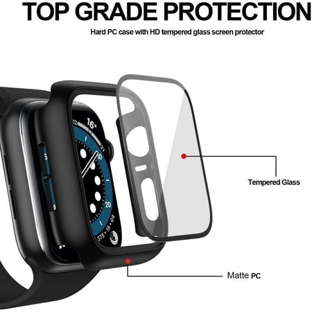 Watch Protector Series 3/2/1 for 38mm with Built-in Tempered Glass Screen Protector (All Watch Series), Guard Bumper Full Coverage Compatible with Apple Watch Series 3/2/1, White
