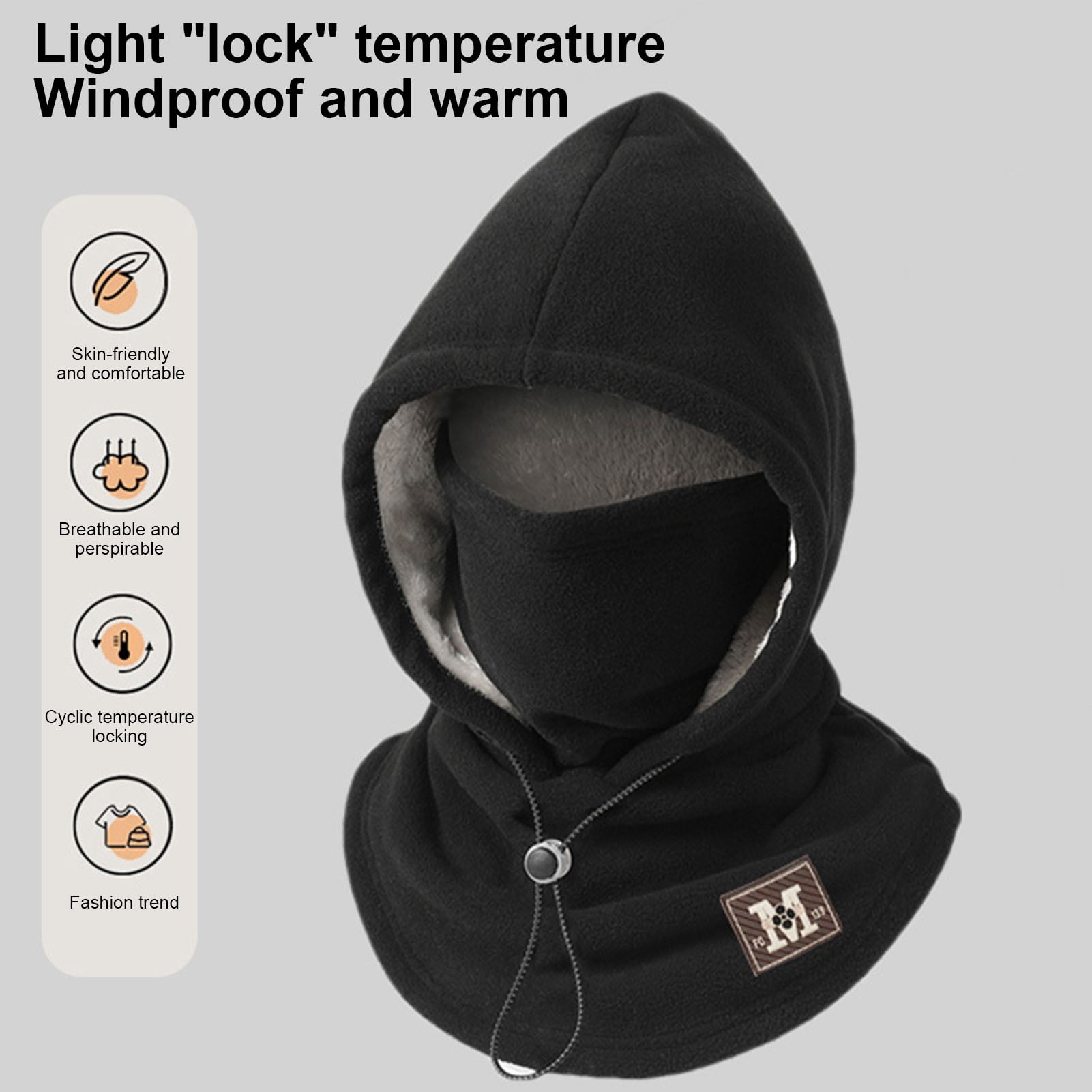 YIFAEUX Winter Balaclava Windproof Ski Face Cushion Fleece Neck Warmer for Men Women Double-Layer Thermal Headgear for Skiing Cycling Climbing