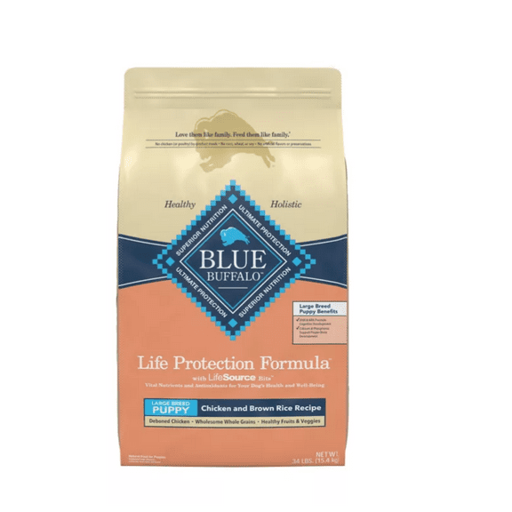 Blue Buffalo Life Protection Large Breed Puppy Chicken and Brown Rice Recipe Dry Dog Food 34 lb