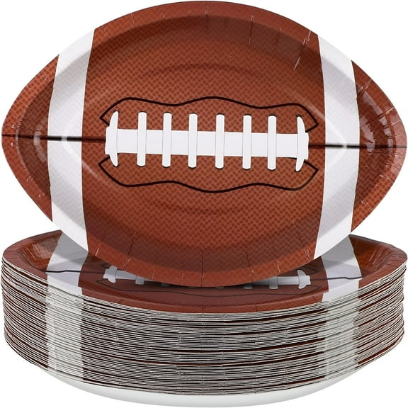 CCOCC Disposable Football Shaped Paper Plates 9.4x5.9", Sports Game Party Supplies & Birthday Decor