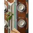 thumbnail image 5 of Brown Teal Home Table Runner Vintage Farmhouse Retro Wooden Tablerunners 13 x 90 Inch, Table Decorations Tabletop Scarf for Summer Gathering Holiday Farmhouse Kitchen Dining Decor, 5 of 6