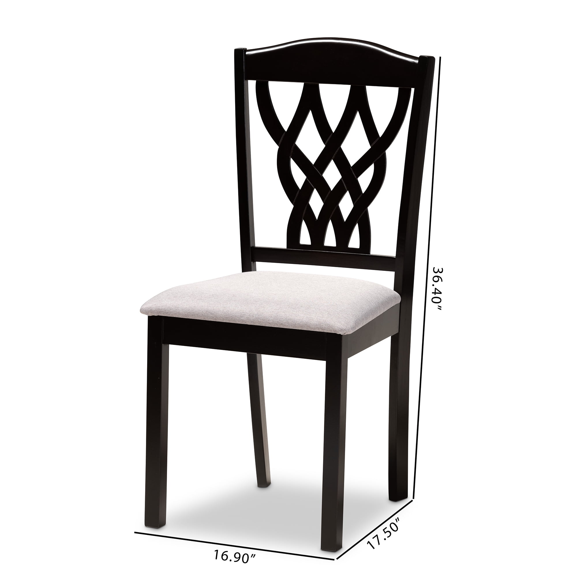 Baxton Studio Delilah Modern and Contemporary Grey Fabric Upholstered and Dark Brown Finished Wood 2-Piece Dining Chair Set