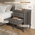 thumbnail image 4 of Bestier Farmhouse Nightstand Set of 2 with 2 Drawers, Wood Bedside Table Sofa Side End Table Night Stand with Charging Station for Living Room, Bedroom, Home Office, Gray, 4 of 11