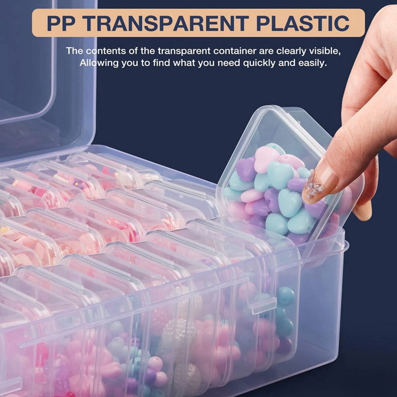 3X Bead Organizer Box, A Large Transparent Box with 30PCS Small Clear Plastic Storage Containers,Portable Craft Box