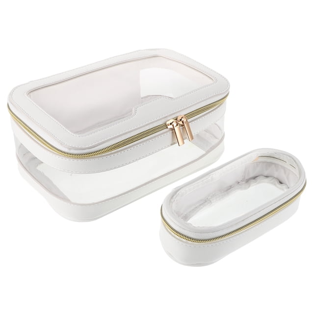 juego de bolsa de maquillaje transparente grande, organizador de cosméticos portátil de viaje, bolsa de aseo transparente impermeable con cremallera, estuche de maquillaje para exteriores
